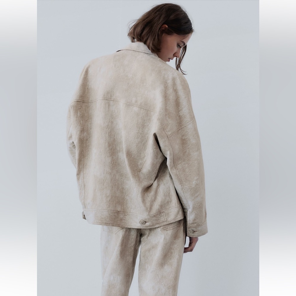 NWT Zara Printed oversized linen blend jacket - Picture 7 of 14